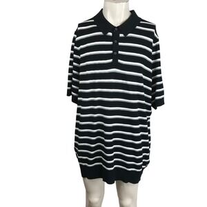 Awearness Kenneth Cole Mens 3XLT Polo Shirt Black Striped Slim Fit NWT M321425